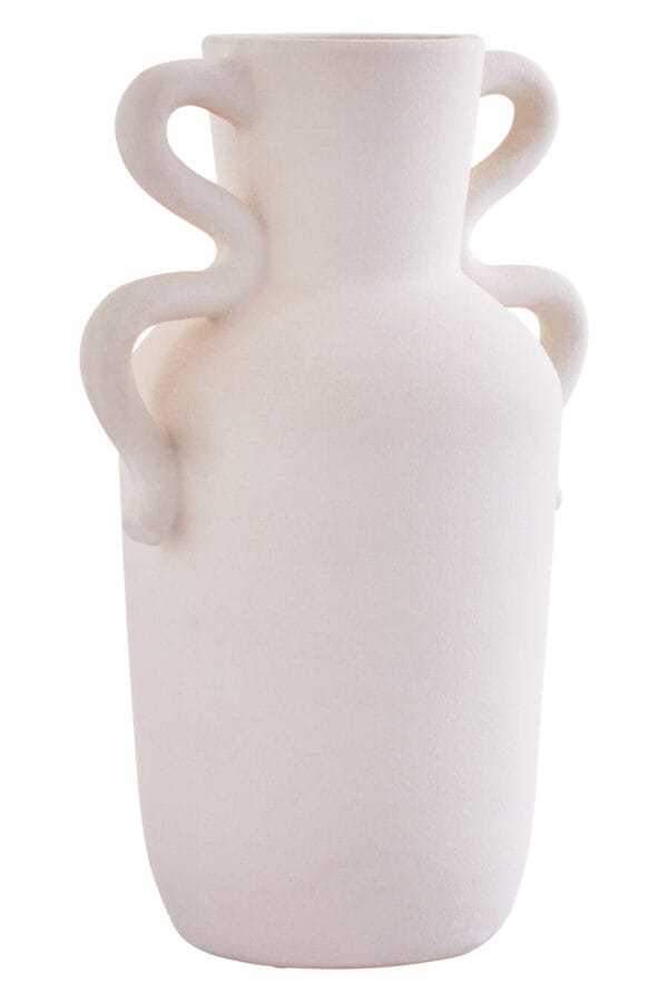 Sonata Large White Vase with Abstract Handles