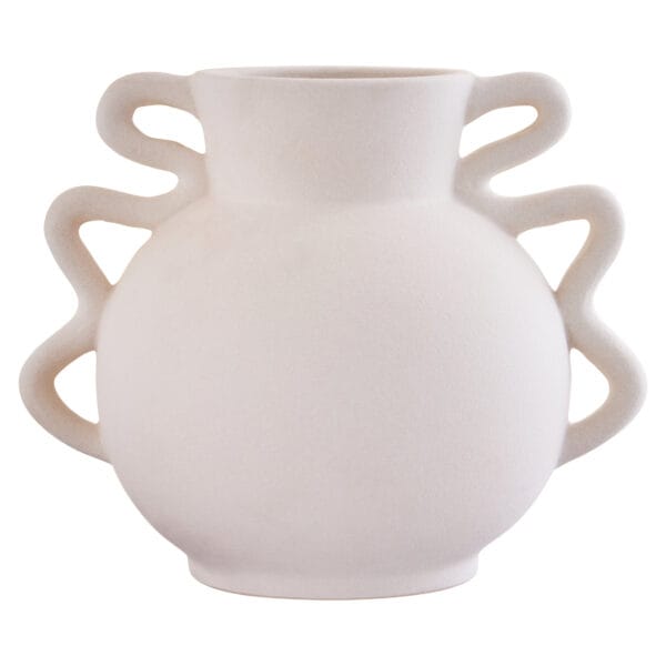 Sonata Small White Vase with Abstract Handles