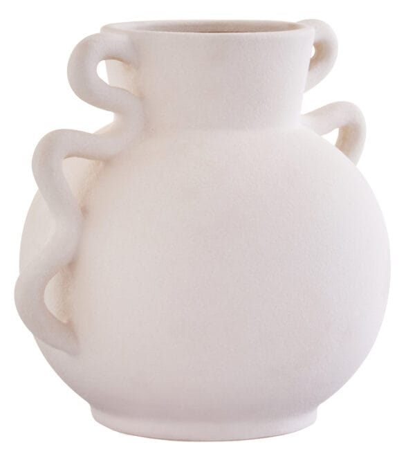 Sonata Small White Vase with Abstract Handles