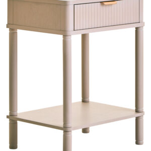 Heritage One Drawer Reed Detail Taupe Wood Side Table