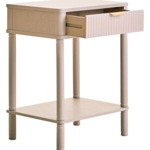 Heritage One Drawer Reed Detail Taupe Wood Side Table