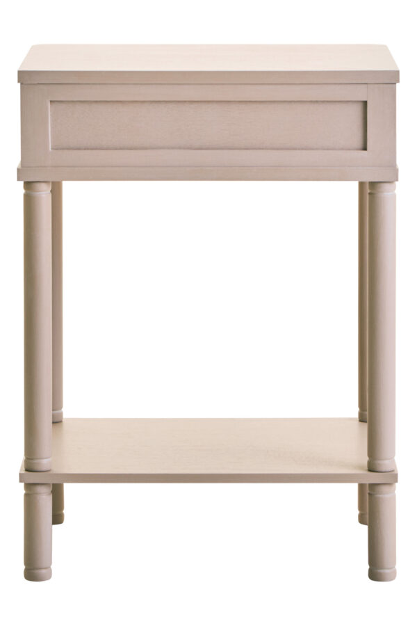 Heritage One Drawer Reed Detail Taupe Wood Side Table