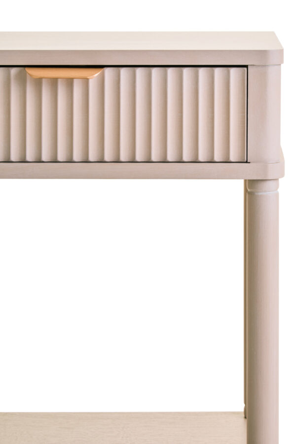Heritage One Drawer Reed Detail Taupe Wood Side Table