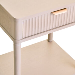 Heritage One Drawer Reed Detail Taupe Wood Side Table