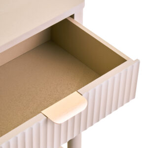 Heritage One Drawer Reed Detail Taupe Wood Side Table