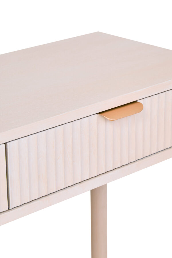 Heritage Two Drawer Reed Detail Taupe Wood Console Table
