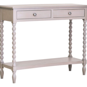Heritage Two Drawer Bobble Detail Grey Wood Console Table