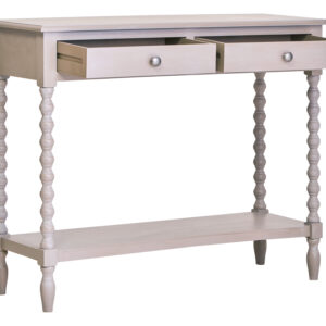 Heritage Two Drawer Bobble Detail Grey Wood Console Table
