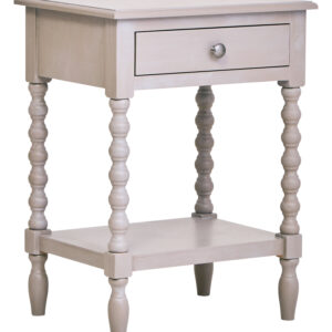 Heritage One Drawer Bobble Detail Grey Wood Side Table
