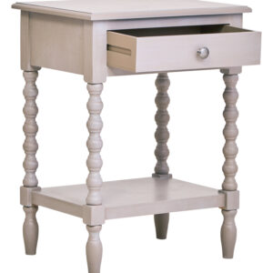 Heritage One Drawer Bobble Detail Grey Wood Side Table