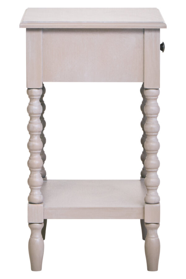 Heritage One Drawer Bobble Detail Grey Wood Side Table