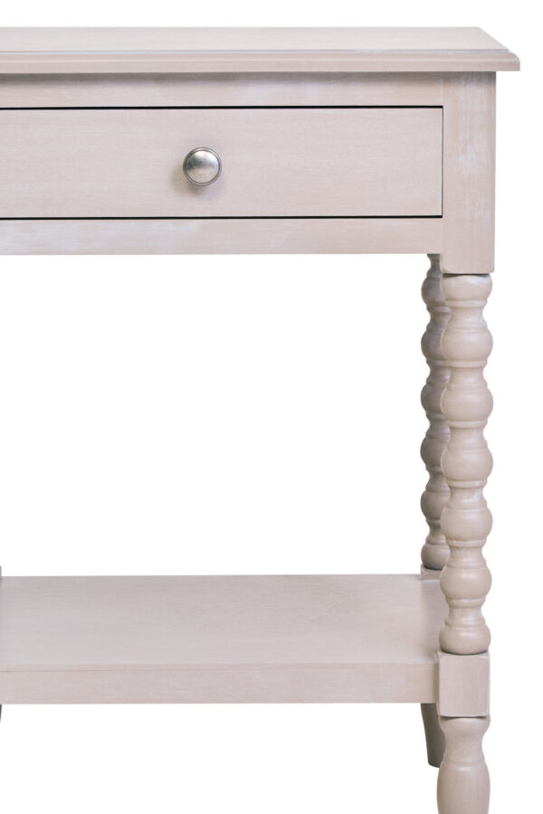 Heritage One Drawer Bobble Detail Grey Wood Side Table