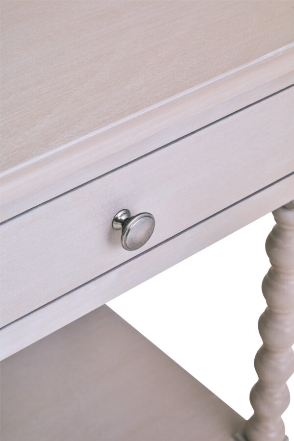 Heritage One Drawer Bobble Detail Grey Wood Side Table