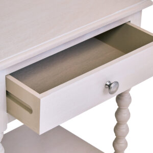 Heritage One Drawer Bobble Detail Grey Wood Side Table
