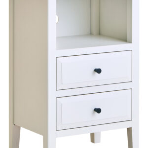 Heritage Two Drawer White Finish Wood Side Table
