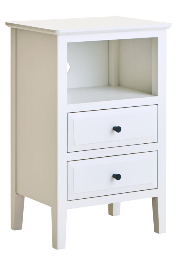 Heritage Two Drawer White Finish Wood Side Table