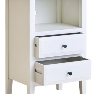 Heritage Two Drawer White Finish Wood Side Table