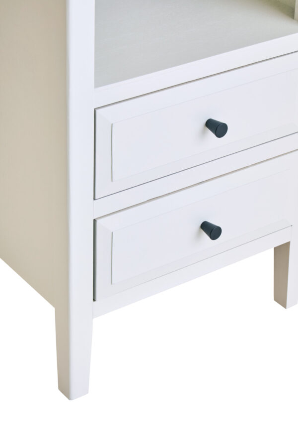 Heritage Two Drawer White Finish Wood Side Table