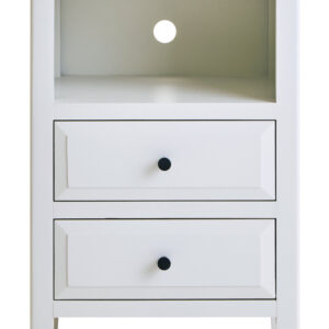 Heritage Two Drawer White Finish Wood Side Table