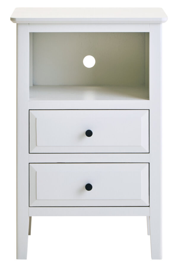 Heritage Two Drawer White Finish Wood Side Table