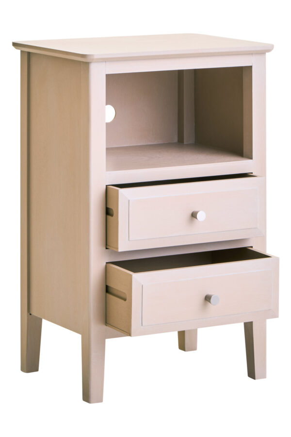 Heritage Two Drawer Taupe Wood Side Table