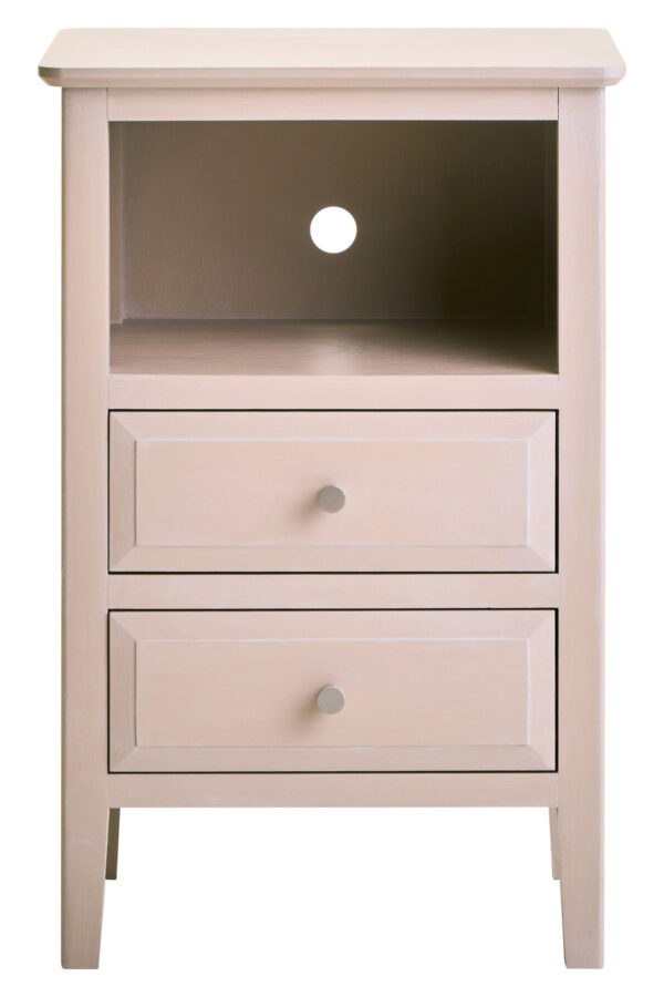 Heritage Two Drawer Taupe Wood Side Table