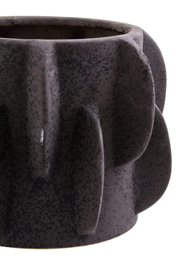 Sidra Small Black Textured Planter