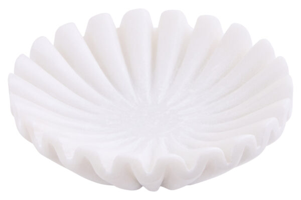 Savio White Fluted Marble Trinket Bowl