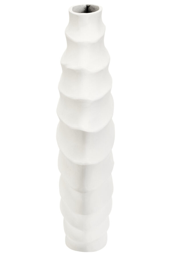 Mira Large Ivory Finish Rippled Round Vase