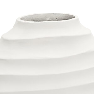 Mira Large Ivory Finish Rippled Round Vase