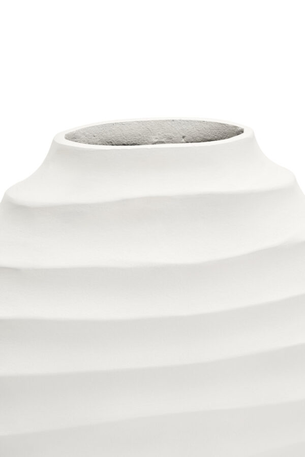Mira Large Ivory Finish Rippled Round Vase