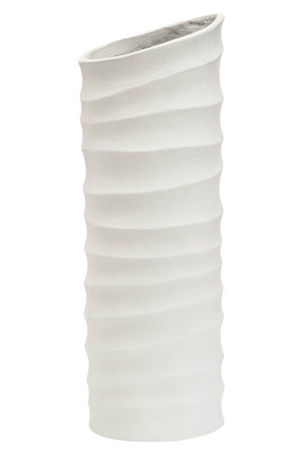 Mira Large Ivory Finish Rippled Vase