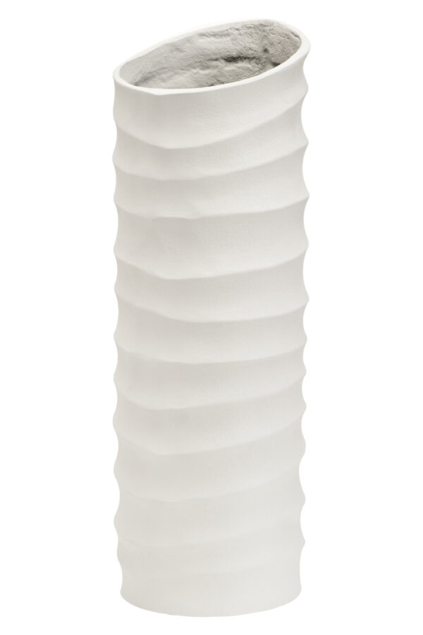 Mira Large Ivory Finish Rippled Vase