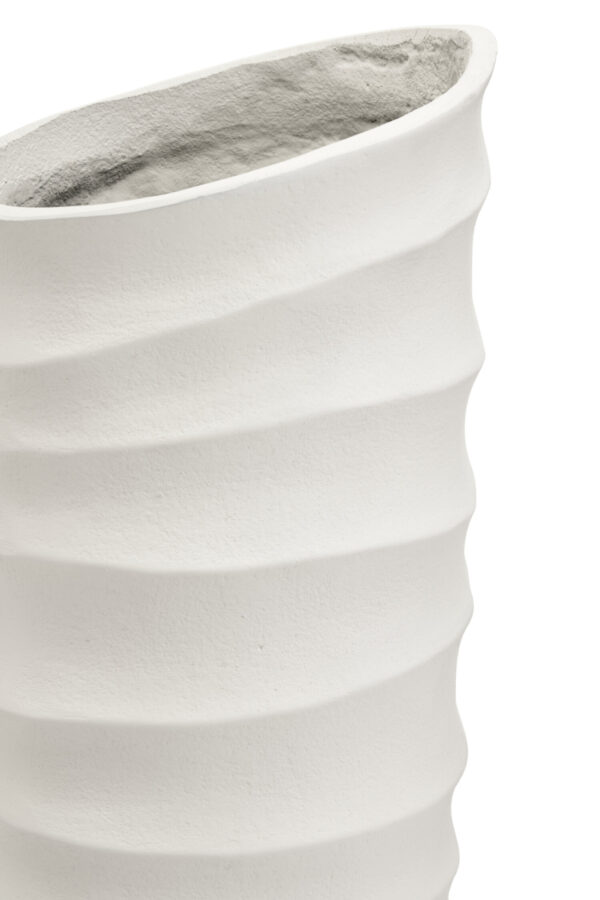 Mira Large Ivory Finish Rippled Vase