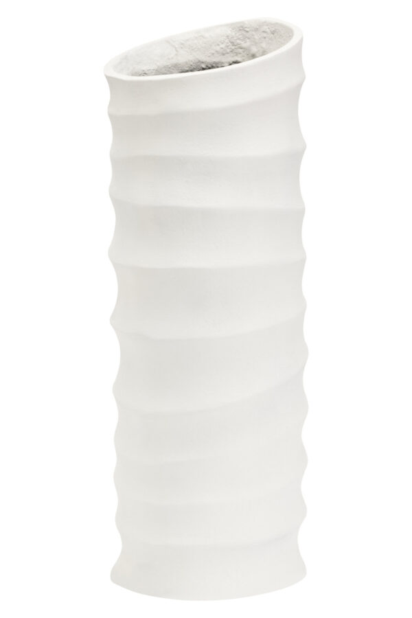 Mira Small Ivory Finish Rippled Vase