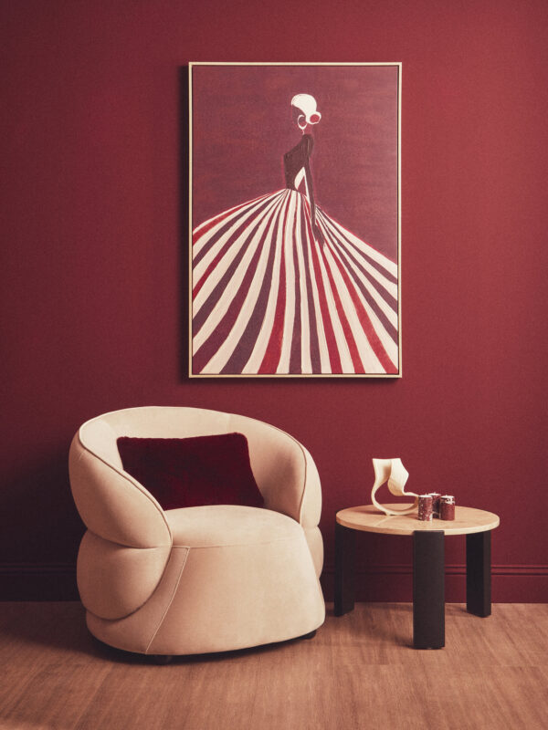 Astratto Textured Wall Art with Lady In The Stripe Dress