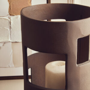 Prato Large Textured Brown Candle Holder