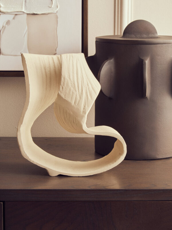 Prato Small Cream Abstract Swirl Sculpture