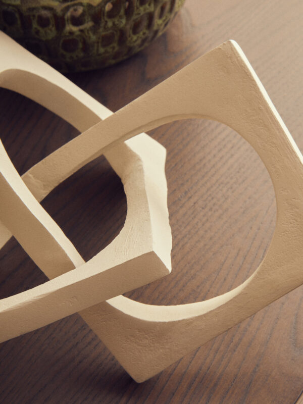 Prato Cream Finish Square Knot Sculpture