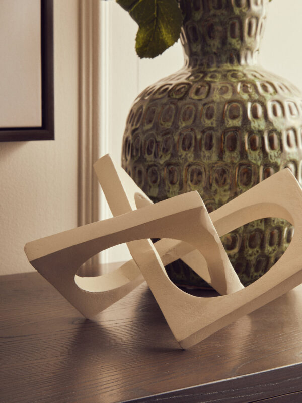 Prato Cream Finish Square Knot Sculpture