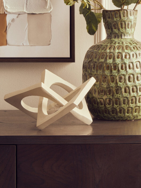 Prato Cream Finish Square Knot Sculpture