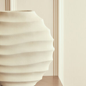 Mira Small Ivory Finish Rippled Round Vase