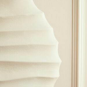 Mira Large Ivory Finish Rippled Round Vase