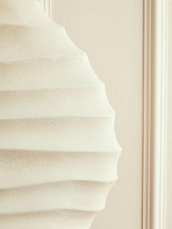 Mira Large Ivory Finish Rippled Round Vase