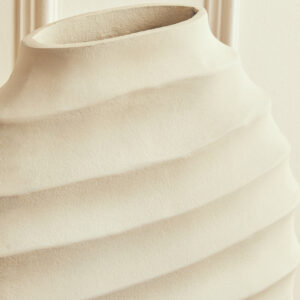 Mira Large Ivory Finish Rippled Round Vase