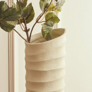 Mira Large Ivory Finish Rippled Vase
