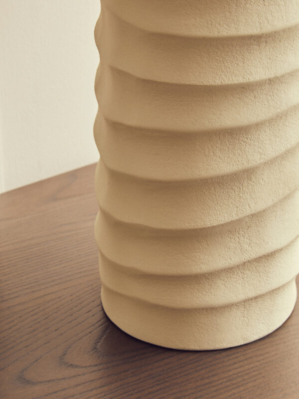 Mira Large Ivory Finish Rippled Vase