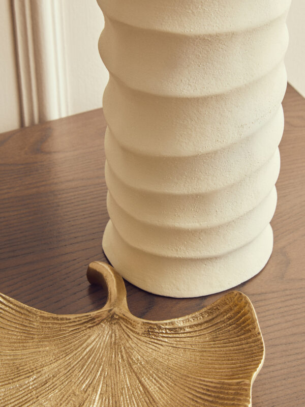Mira Small Ivory Finish Rippled Vase