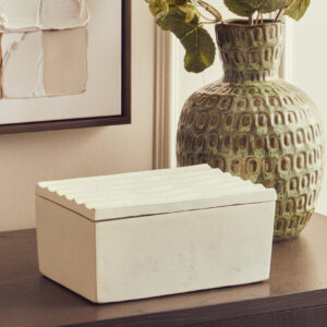 Mira Large Ivory Finish Rippled Box