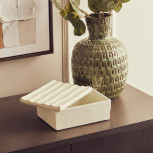 Mira Small Ivory Finish Rippled Box
